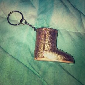 Gold boot chocolate lip gloss key chain